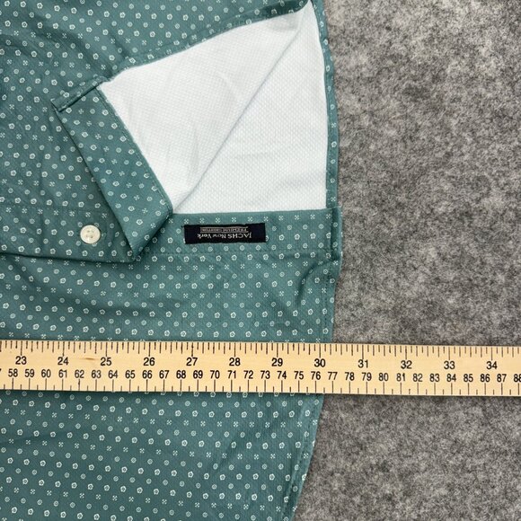 JACHS Men's Button-Up Shirt Casual Everyday Wear, Relaxed, Green Pattern, L NEW - Picture 10 of 12
